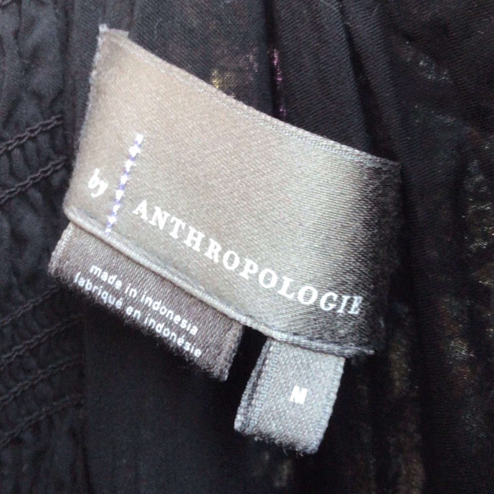 Anthropologie Blue Black Pink Floral Embroidery Ruffle Eyelet Lined Maxi Dress - Picture 14 of 16